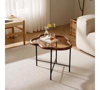 Cagnolier Table d'appoint avec plateau en verre trempé et pieds en métal, design moderne en forme de nuage, surface surélevée, antidérapante, table basse, table de salon et de bureau, 67 x 56 x 45 cm