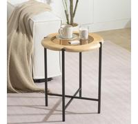 Cagnolier Table d'appoint ronde en bois, table d'appoint ronde en verre, Ø 45 x 55 cm