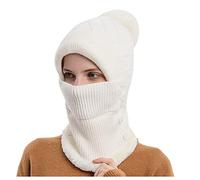 Cagoule 2 Ans, Cagoule Femme Polaire Hat 3 en 1 Laine Bonnet Bonnets Cagoules Ski Chaude d'oreilles avec Écharpe et Masque Chapeau Cape Hiver Chaud Tour De Cou Ajustable