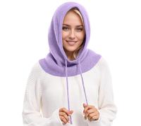 Cagoule 2 en 1 avec Écharpe à Capuche, Balaclava Tricoté Coupe-Vent Pull-Over Douce d'hiver, Bonnet et Écharpe en Une Pièce, Protège-Cou pour Femmes