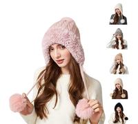 Cagoule 3 en 1 avec écharpe et masque - Bonnet tricoté pour femme - Hiver chaud - Cagoule - Cagoule - Cagoule de ski - Polaire - Protection du visage - Coupe-vent - Pour cyclistes - Quotidien