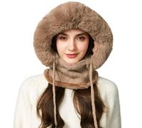 Cagoule 3 en 1 pour homme et femme - Bonnet d'hiver chaud en tricot - Doublure polaire - Masque facial coupe-vent - Écharpe à capuche - Écharpe en coton - Cagoule thermique - Cache-oreilles, kaki