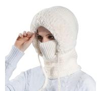 Cagoule 4 Ans, Cagoule Femme Polaire Hat 3 en 1 Laine Bonnet Cagoules Bonnets Chaude Ski Cache d'oreilles avec Écharpe et Masque Ajustable Chaud Tour De Cou Hiver