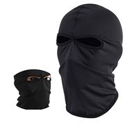 Cagoule à 2 Trous Respirante Masque de Visage de Ski Noir Léger Cagoule de Visage Complet Polyvalente Cagoule de Visage de Sport Coupe-Vent Doublure de Casque Solide pour Moto