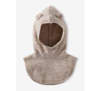 VERTBAUDET Cagoule avec Plastron bébé Fille en Maille Beige chiné 3/6M(60/67)