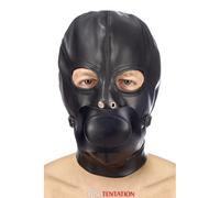 Cagoule BDSM simili cuir avec baillon amovible - Fetish Tentation
