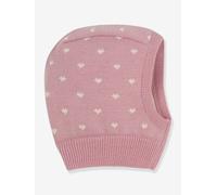 Cagoule bébé c?urs en laine et coton rose 24/36M(86/97)