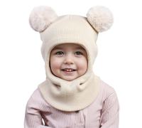 Cagoule Bébé, Chaud Cache Oreilles Cagoule Balaclava Bonnet d'hiver Chaud pour Filles et Garçons Chapeaux Tricoté Enfant Double Pompon