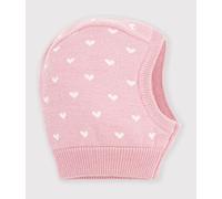 Cagoule bébé en laine et coton imprimée caurs Petit Bateau - rose - Taille 3/6 mois 3/6M rose/blanc