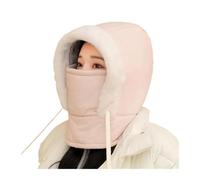 Cagoule Cagoule Polaire en Fourrure de Peluche, Chapeau Coupe-Vent de Ski d'hiver, col en Cachemire tricoté, Capuche Chaude épaisse, Cyclisme en Plein air Sport Masque(Pink)