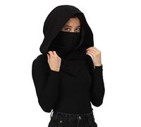 Cagoule de ninja en coton adaptable avec capuche assassin et masque pour cosplay, noir, taille unique