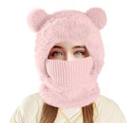 Cagoule de ski pour enfants filles et garçons, masque coupe-vent d'hiver pour temps froid, écharpe à capuche en polaire cache-cou, rose, taille unique