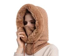 Cagoule en Molleton Femme Bonnet Tricoté avec Cache-Cou Balaclava Moto Multifonction 3 en 1 Bonnet + Écharpe + Masque Facial pour Hiver Temps Froid Adapté aux Sports en Plein Air Bonnet de Ski Femme