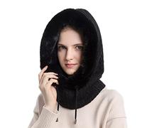 Cagoule en Molleton Femme Bonnet Tricoté avec Cache-Cou Balaclava Moto Multifonction 3 en 1 Bonnet + Écharpe + Masque Facial pour Hiver Temps Froid Adapté aux Sports en Plein Air Bonnet de Ski Femme