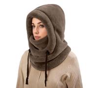 Cagoule Femme Balaclava Hiver 2 en 1 Chapeau de Ski avec Tour de Cou Masque Bonnet Tempête Chaude Coupe-Vent Balaclava Cagoules Tricotée Doublure Peluche Capuchon Thermique Moto Sport