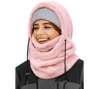 Cagoule Femme - Coupe-Vent - Masque de Ski réglable - pour Moto et vélo - Bonnet Cagoules Chaude pour l'hiver et l'extérieur (FR/ES, Alpha/Lettres, L, Rose-UK)