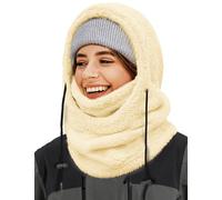 Cagoule Femme - Coupe-Vent - Masque de Ski réglable - pour Moto et vélo - Bonnet Cagoules Chaude pour l'hiver et l'extérieur (FR/ES, Alpha/Lettres, L, Abricot-UK)