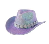 Cagoule Femme Décontracté, Cagoule Velo Disco Rond De Style EuropéEn Et Western Orné d'une ChaîNe Et d'un Haut-De-Forme en Soie Brillante