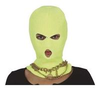 cagoule gangster 3 trous adulte jaune fluo - guirca 16267 Vert G