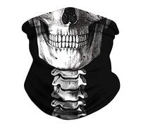 Cagoule Halloween Masque 3D Bandana à Visage Unisexe thème Tete de Mort Noir Déguisement de fête Tours de Cou sans Coutures pour Moto Vélo Randonnée Ski