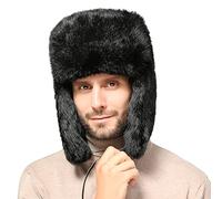 Cagoule Homme Chapka Russe Fausse Fourrure Bonnet Hiver Thermique Cache-Oreilles Chapeau Balaclava Moto Ski Chaud Accessoires Vêtements Unisexe Chapeau de Snowboard Camping Voyage Chasse (noir b)