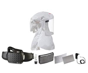 Cagoule légère jetable 3M Speedglas Versaflo S433L, protection du cou et des épaules, taille M/L avec protection respiratoire à ventilation assistée Adflo avec tuyau d'air QRS, adaptateur, débitmètre