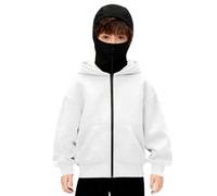 Cagoule Pull pour garçons et Filles Balaclava Sweats à Capuche Polaire Uni Y2K Hoodie Grande Taille Sweatshirts Coupe Vent Veste mi Saison Masque Vélo Moto Manteau Blouson Hiver Chaud