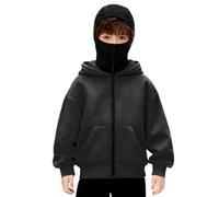 Cagoule Pull pour garçons et Filles Balaclava Sweats à Capuche Polaire Uni Y2K Hoodie Grande Taille Sweatshirts Coupe Vent Veste mi Saison Masque Vélo Moto Manteau Blouson Hiver Chaud 120-170cm