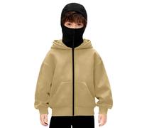Cagoule Pull pour garçons et Filles Balaclava Sweats à Capuche Polaire Uni Y2K Hoodie Grande Taille Sweatshirts Coupe Vent Veste mi Saison Masque Vélo Moto Manteau Blouson Hiver Chaud