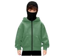 Cagoule Pull pour garçons et Filles Balaclava Sweats à Capuche Polaire Uni Y2K Hoodie Grande Taille Sweatshirts Coupe Vent Veste mi Saison Masque Vélo Moto Manteau Blouson Hiver Chaud
