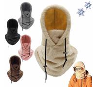 Cagoule Sherpa,Masque de Ski à Capuche Sherpa,Cagoule Coupe-Vent pour l'hiver,Masque de Ski en Polaire Réglable Coupe-Vent,Multifonctionnel Couverture de Visage de Ski,pour Temps Froid,Unisexe (Khaki)