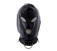 Cagoule Simili Cuir Yeux - Bouche ouvert avec Anneau