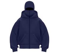 Cagoule unisexe pour homme et femme avec masque de ski, grande taille, fermeture éclair, capuche ninja, veste d'hiver à double capuche, coupe-vent, manteaux à manches longues, vêtements d'extérieur
