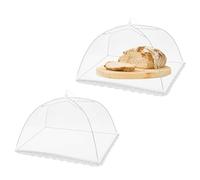 Cagoules Anti-Mouches,2 PCS Cloche Alimentaire Pliable Anti-Mouches Housse en Maille Respirante pour Fruits Gâteaux BBQ Protection Anti-Insectes pour Aliments Transparent & Portable