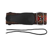 CAGUYLONA Sangle de guitare en cuir grainé brodé, sangle d’épaule réglable pour guitares acoustiques, électriques et folk, longueur de 100 à 150 cm, avec boucles métalliques pour un maintien