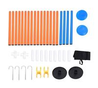 CAGUYLONA Set de Jeu d’extérieur avec Disque Volant, Jeu de Lancer de Disque avec Chute de Bouteille et mât en Acier Inoxydable, disques Volants en PVC Portables pour Les Jardins, pelouses, (Bleue)