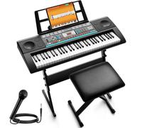 CAHAYA Clavier Piano 61 Touches - Ensemble de Piano Électronique pour Débutants avec Support, Tabouret, 1 Microphone, Haut-parleurs Intégrés, 3 Modes d'Enseignement, Clavier Électronique Portable avec