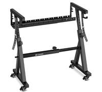 CAHAYA Clavier Support Mobile Stable: 900kg Charge, Cadre Z Renforcé 4cm, Hauteur & Largeur Réglables, Panier de Rangement & Roulettes, Compatible Clavier 61-88 Touches (CY000366-2)