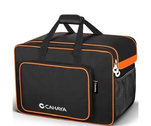CAHAYA CY0361 Sac de Transport rembourré pour Haut-Parleur avec Plusieurs Poches et Sangles extérieures pour Bluetooth Boombox Stands Accessoires, Noir, Moderne