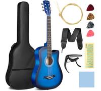 CAHAYA Guitare acoustique en bois de tilleul de 38 pouces : ensemble de guitares acoustiques pour débutants, enfants et adultes, livré avec sac de transport, cordes de rechange, capodastre, médiators,