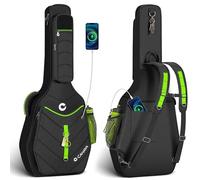 CAHAYA Housse de transport pour guitare acoustique - Sac souple tendance avec patchs adhésifs à monter soi-même, poche latérale pour tasse d'eau, rembourrage de 12 mm, résistant à l'eau et bandoulière