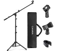 CAHAYA Pied de Microphone au Sol Mobile 2 en 1 Trépied en Métal avec Deux Clips Différents Réglable et Pliable Support pour Concerts Conférence Vidéo Scène Mariages CY0239