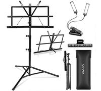 CAHAYA Pupitre à partitions pliable double usage avec lumière LED et support de livre de bureau léger portable réglable avec sac de transport et support pour partitions