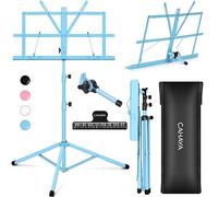 CAHAYA Pupitre de Musique Pliable, Léger, Portable Support pour Partition de Musique et Porte-livre à Double Usage 2 en 1 avec Sac de Transport, Support de Partitions en Métal, bleu CY0204-3