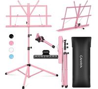 CAHAYA Pupitre de Musique Pliable, Léger, Portable Support pour Partition de Musique et Porte-livre à Double Usage 2 en 1 avec Sac de Transport, Support de Partitions en Métal, Rose CY0204-1
