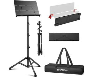 CAHAYA Pupitre de Musique Version Surélevée: Fabriqué en métal, stable, pliable en trois niveaux, portable et facile à ranger, Hauteur réglable de 78 à 170 cm, avec housse incluse Finition noire mate
