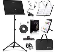 CAHAYA Pupitre de Partitions avec pied Support de livres de bureau léger avec sac de transport, classeur de partitions et pince en métal dos solide portable CY0194set
