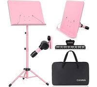 CAHAYA Pupitre de Partitions Pliable Portable Support Métallique de Partitions avec Housse de Transport Anti Poussière et Porte-Partition, Rose CY0194-1