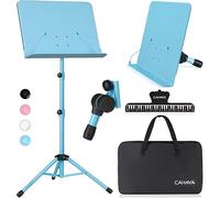 CAHAYA Pupitre pliable en métal réglable en hauteur et support de table 2 en 1 double usage avec sac de transport étanche CY0194-3 Bleu
