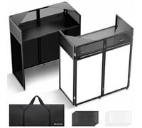 CAHAYA Stand DJ Pliable Portable - Façade DJ avec Coins Supérieurs Doubles, Housses Noires et Blanches, Trous pour Câbles, Sac de Transport, 104x52 cm pour Mariages Événements Fêtes